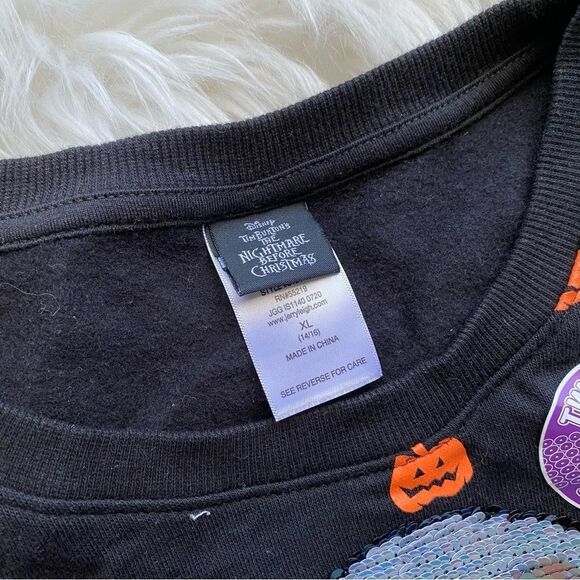 Nightmare Before Christmas Jack skellington Flip Sequin Sweater Top - Picture 3 of 3